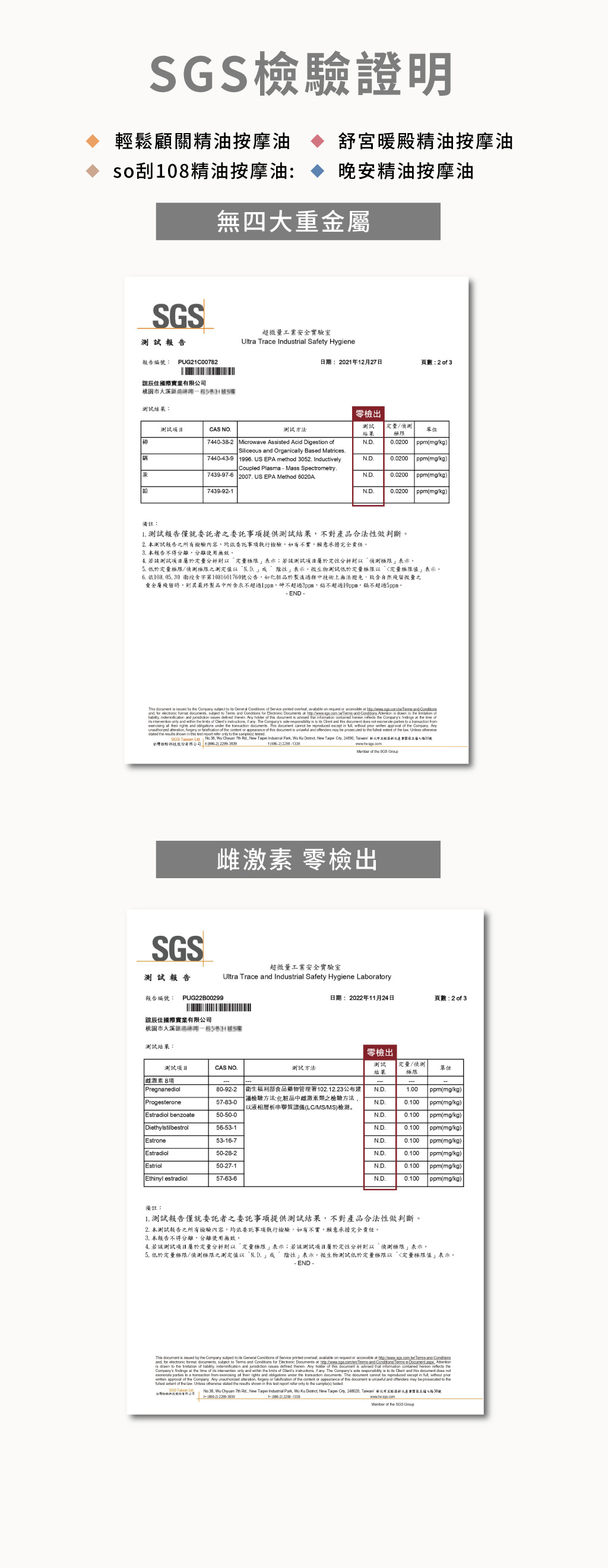 精油按摩油禮盒_4大重金屬_雌激素檢驗