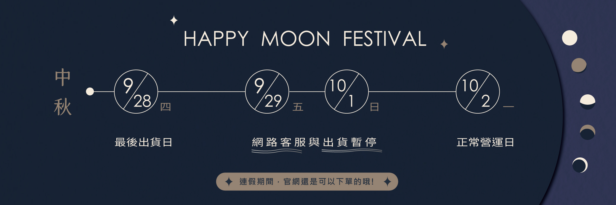 中秋連假不出貨